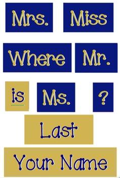 Preview of Navy and Old Gold - WORDS for your Where is the counselor sign