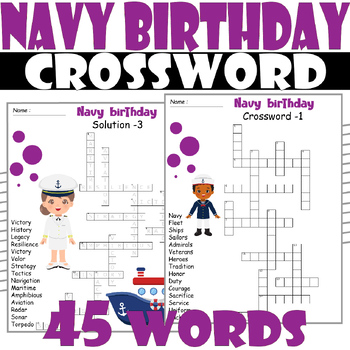 Navy birthday Crossword Puzzle All about Navy birthday Crossword