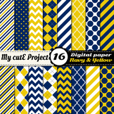 Navy blue and yellow DIGITAL PAPER - Scrapbooking- A4 & 12