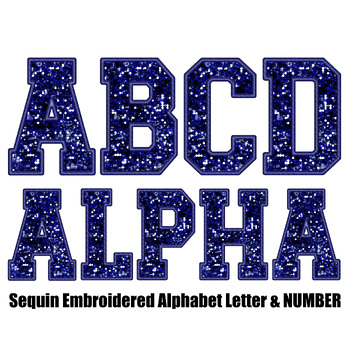 Preview of Navy blue sequin alphabet letters and number