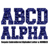 Navy blue sequin alphabet letters and number
