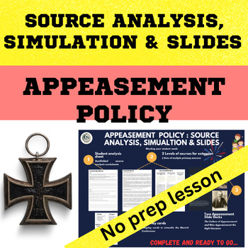Preview of Nazi Germany - Appeasement Policy, Source skills, simulation, Slides worksheets