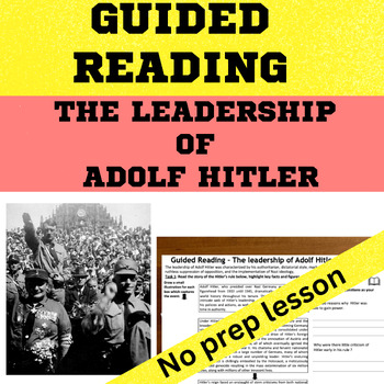 Preview of Nazi Germany World War 2 - Leadership of Adolf Hitler Guided Reading worksheet