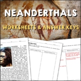 Neanderthals Early Humans Reading Worksheets and Answer Keys