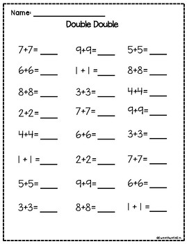 Near-Doubles Fact Practice by Sweet Auntie Em | Teachers Pay Teachers