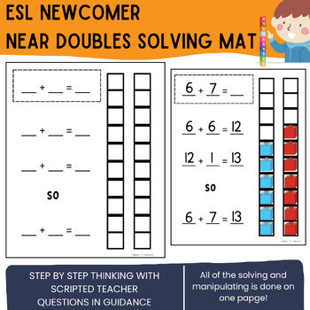 Preview of Near Doubles Solving Mat