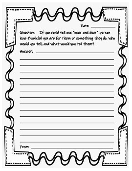 Near and Dear Day - Writing exercise by MRS KISSELL | TPT