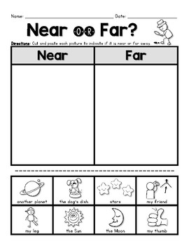 Near And Far Worksheets And Easel Activities Tpt