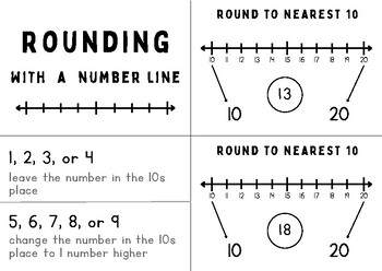 Preview of Nearest 10 Rounding (10-100) with number line task cards