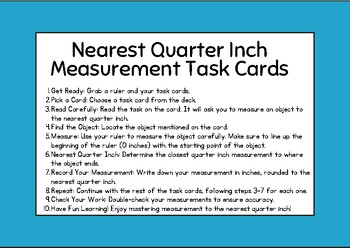 Preview of Nearest Quarter Inch Measurement Task Cards
