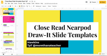 Preview of Nearpod Draw It Slide Deck(Close Reading, Graphic Organizer, & Writing Practice)