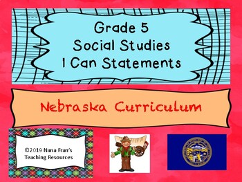 Preview of Nebraska Grade 5 Social Studies I Can Statement Posters White Background