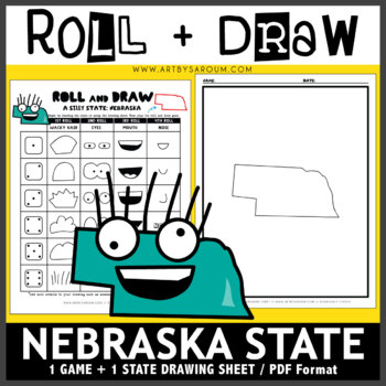 Preview of Nebraska Roll and Draw Silly State Game NO PREP Drawing Activity