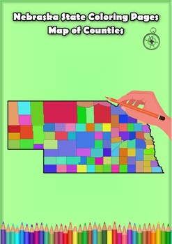 Preview of Nebraska State Coloring Pages Map of Counties Highlighting Rivers Lakes Cities