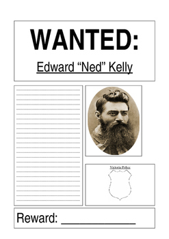 Preview of Ned Kelly Wanted Poster - editable
