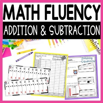 Preview of Addition and Subtraction within 20 Math Fact Fluency Practice Timed Games