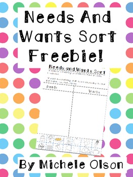 Preview of Needs And Wants Sort Freebie!