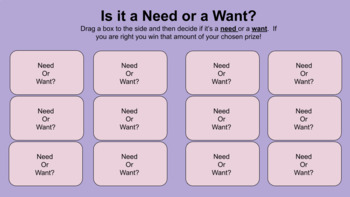 Preview of Needs VS Want Jeopardy