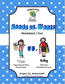 Preview of Needs Vs. Wants Test / Worksheet