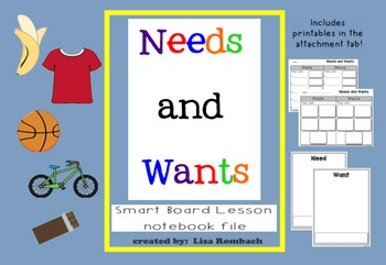 Preview of Needs & Wants Social Studies SmartBoard Lesson for Primary Grades