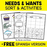 Needs and Wants Sort Activities + FREE Spanish Version