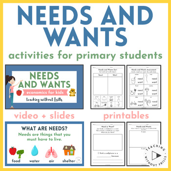 Preview of Needs and Wants Activities - Kindergarten, 1st, 2nd grade Economics