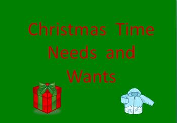 Preview of Needs and Wants Christmas Time Power Point