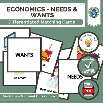 Preview of Economics - Needs and Wants Matching Card Set