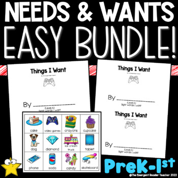 Preview of Needs and Wants Easy Bundle for PreK-1st
