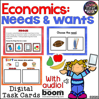 Preview of Economics: Needs and Wants | Boom Cards | Digital Task Cards |