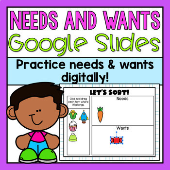 Preview of Needs and Wants Google Slides (Distance Learning)
