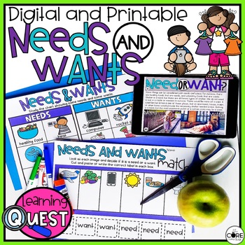 Preview of Needs and Wants Digital Activities - Needs and Wants Lesson Plans - Economics