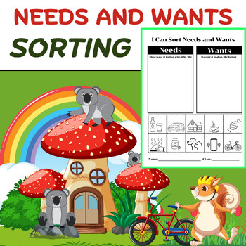 Preview of Needs and Wants Picture Sort Kindergarten & First Grade Social Studies