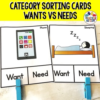 Preview of Needs and Wants Sorting Activities Task Cards | Needs vs Wants
