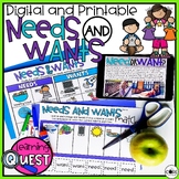 Needs and Wants Unit | Digital & Printable Activities
