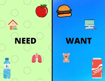 Needs and Wants Visual by Haley's Helpful Handouts | TPT