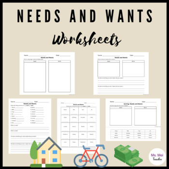 Preview of Needs and Wants Worksheets and Activities