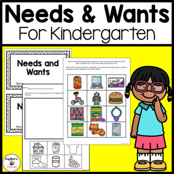 Preview of Needs and Wants for Kindergarten Worksheets and Centers