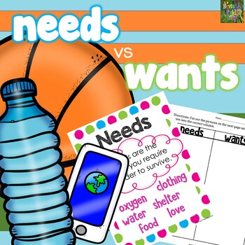 Preview of Needs vs. Wants - Mini Posters and Worksheets- Printable or Digital Worksheets