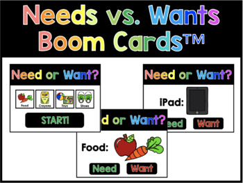 Preview of Needs vs. Wants Boom Cards™