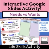 Needs vs. Wants Interactive Google Slides Digital Activity 