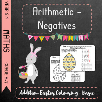 Preview of Negative Arithmetic - Addition Easter Colouring Basic