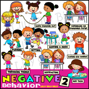 Preview of Negative Behaviour 2 - Clipart in BLACK & WHITE/ full color. {Lilly Silly Billy}