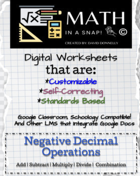 Preview of Negative Decimal Operations (+, -, *, ÷) Editable Interactive & Instant Feedback