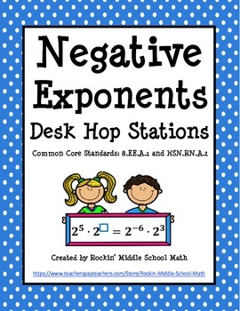Preview of Negative Exponents Desk Hop Stations - CCSS - 8.EE.A.1 and HSN.RN.A.2