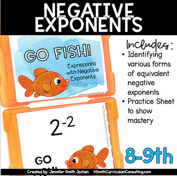 Preview of Negative Exponents Go Fish Matching Math Game TEKS 8.2c