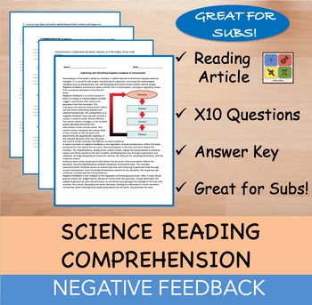 Preview of Negative Feedback System - Reading Passage and x 10 Questions (EDITABLE)