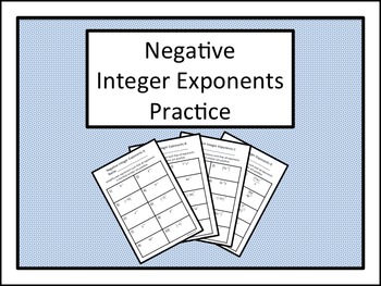 Preview of Negative Integer Exponents Practice (Distance Learning)
