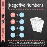 Negative Numbers - Adding and Subtracting Negatives Worksheets