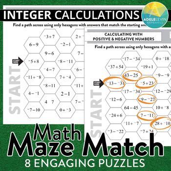 Calculating with Positive and Negative Integers (MATH MAZE MATCH)